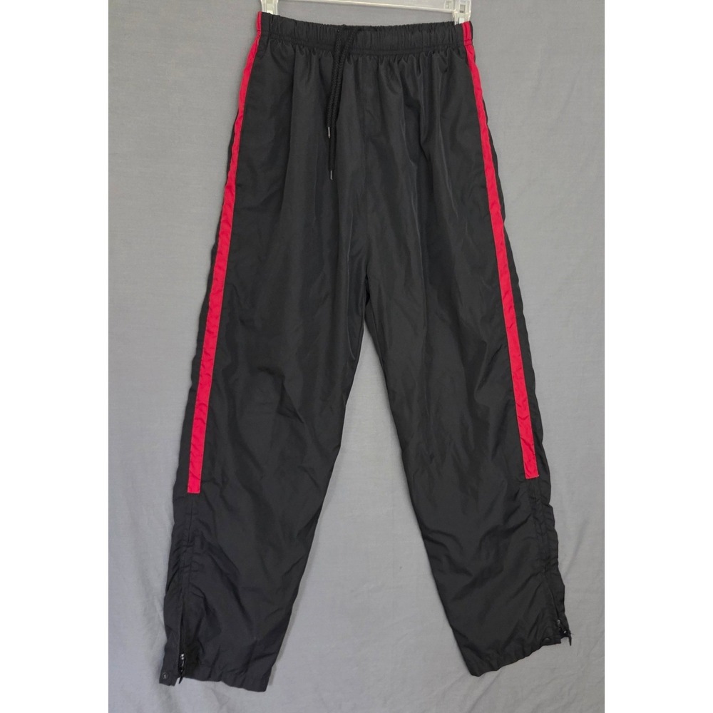 Holloway Mens Track Pants Black Red Side Stripe Mesh Lined Size S